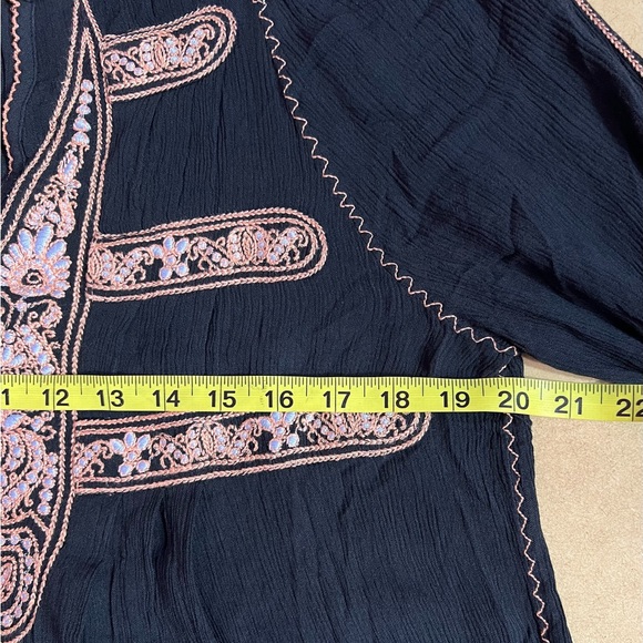Free People Dress Small Black Embroidery V Neck - Picture 6 of 8